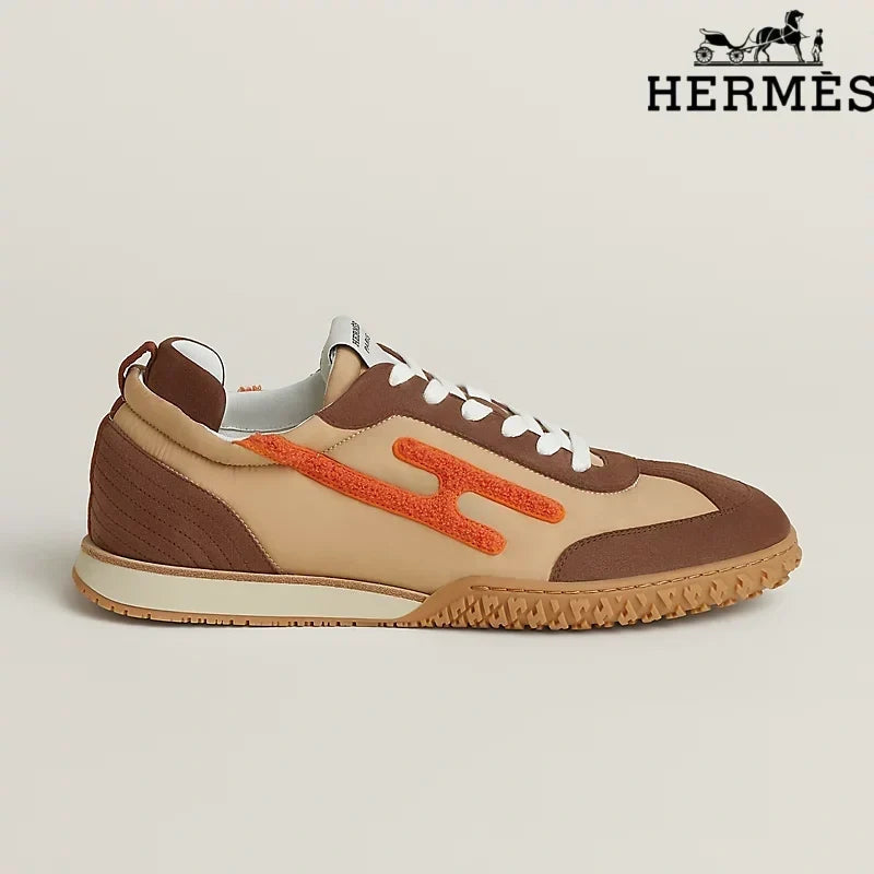 Herm¨¨s Brown, Beige and Orange H-Logo Sneakers