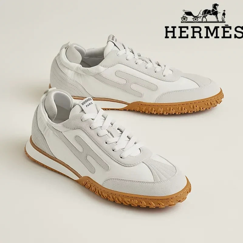 Herm¨¨s Jet Sneaker in White and Light Grey