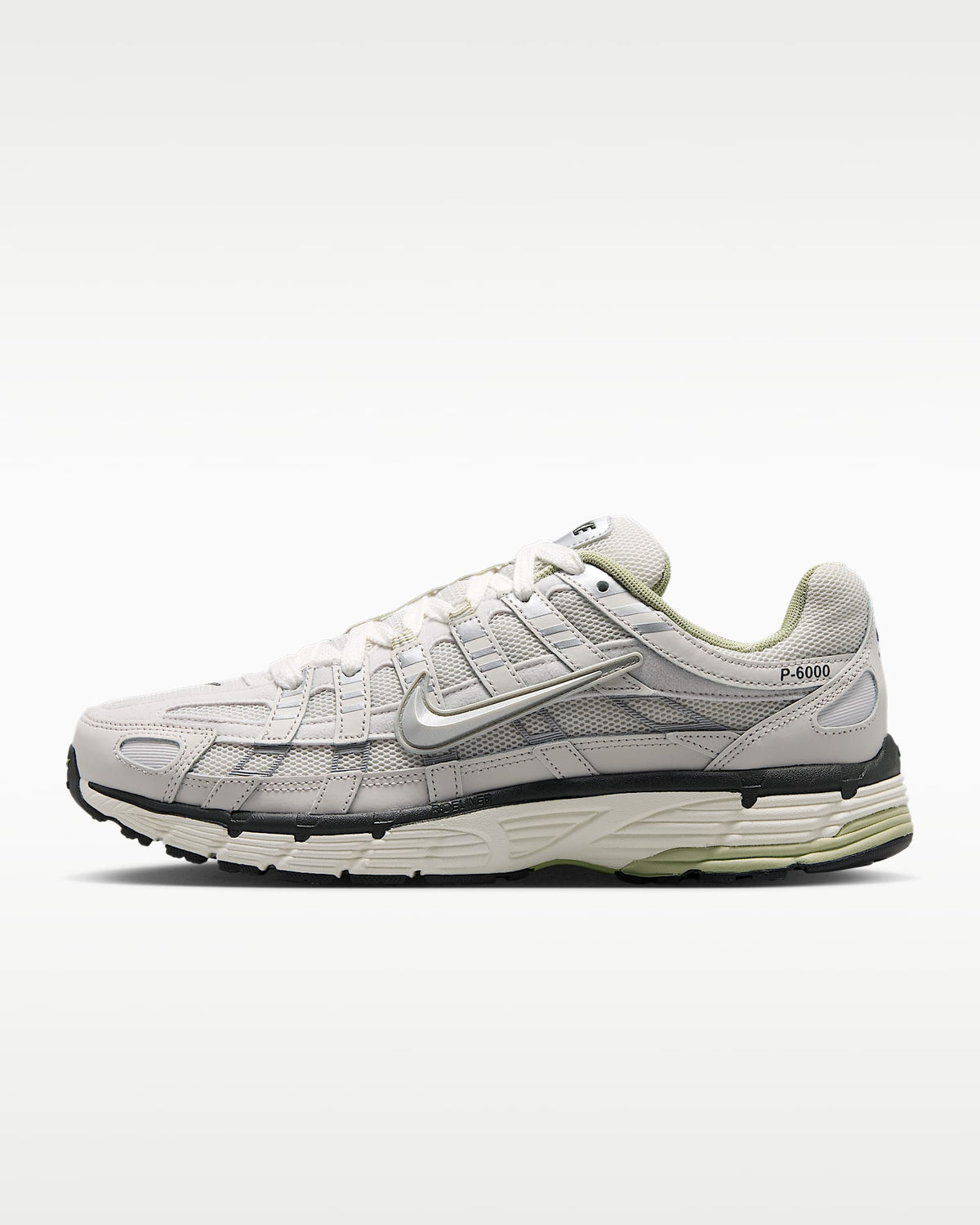 Nike P-6000 ¨C Light Grey / Silver / Green Mesh Athletic Sneakers