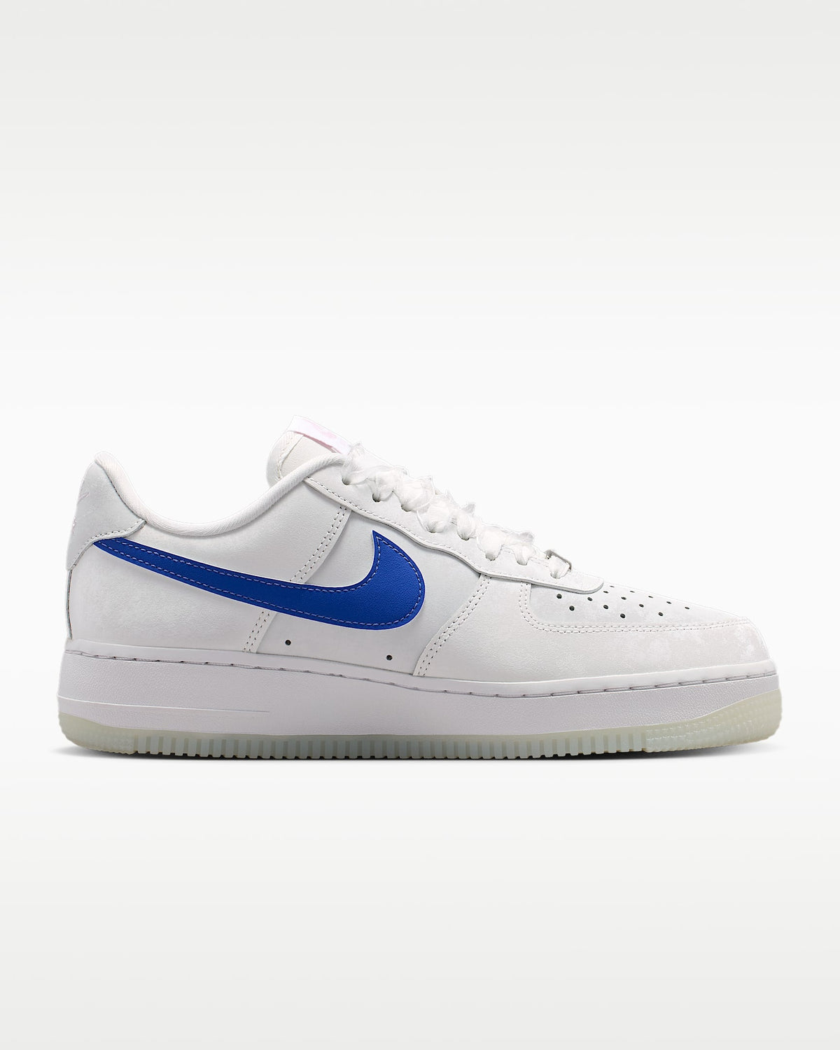 Nike Air Force 1 '07 White Royal Blue Swoosh Translucent Outsole Sneakers mens low top shoes