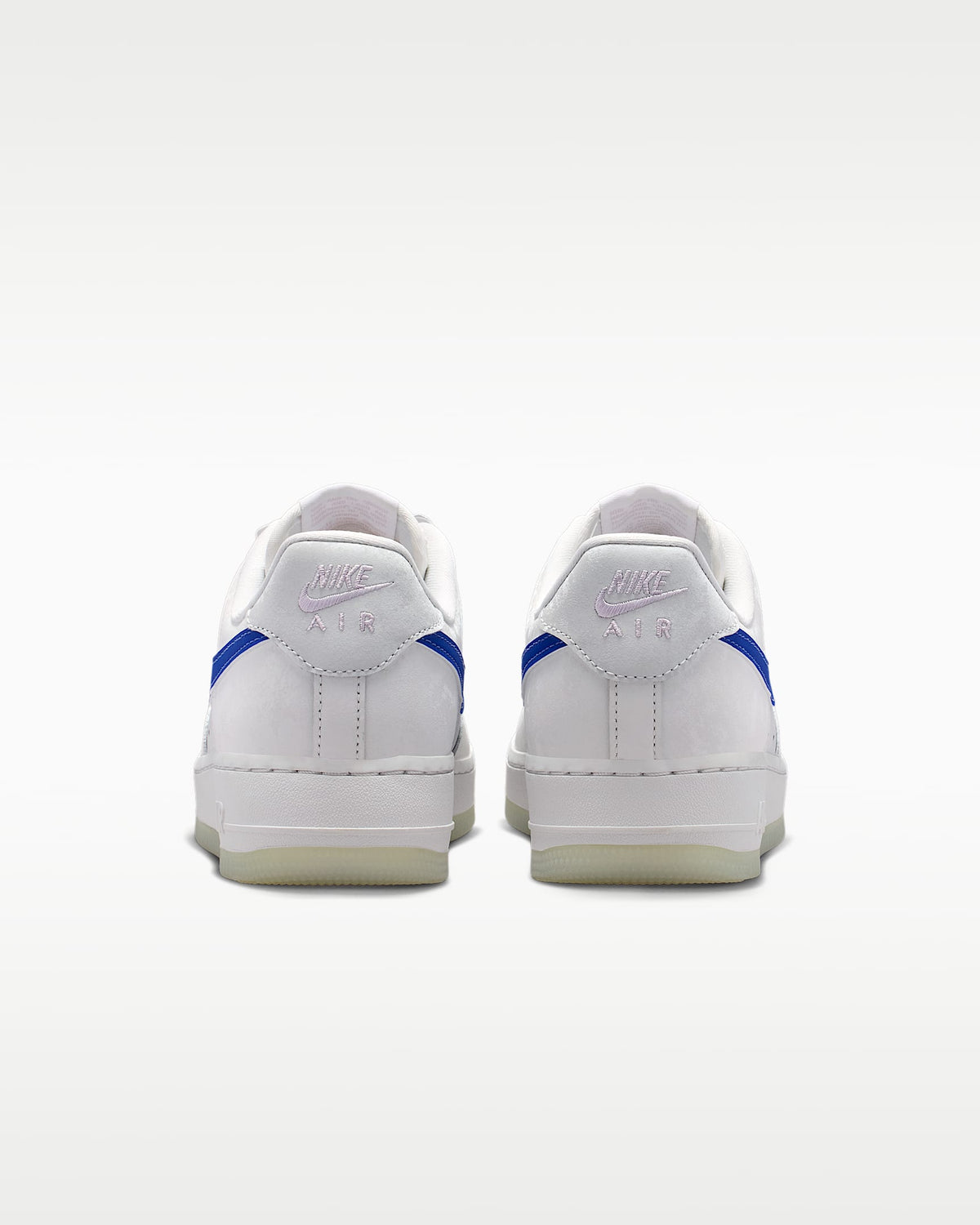 Nike Air Force 1 '07 White Royal Blue Swoosh Translucent Outsole Sneakers mens low top shoes