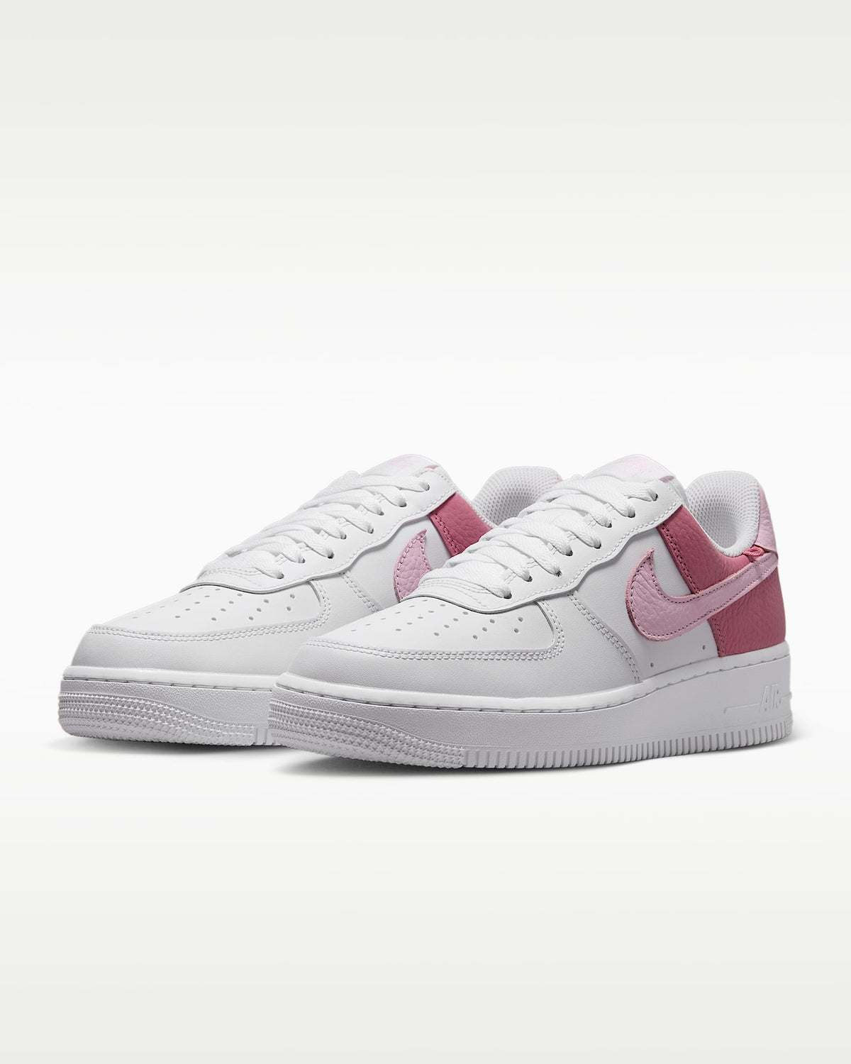 nike mens low top shoes Air Force 1 '07 White Two-Tone Pink Color-Block Sneakers