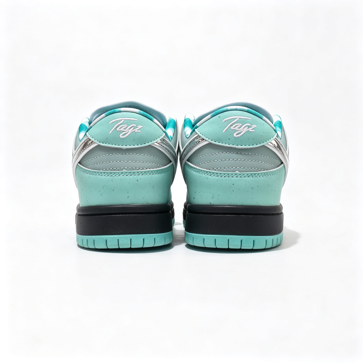 Nike Dunk Low Custom ¡ª Tiffany Mint / Silver / Double Swoosh / Black Midsole