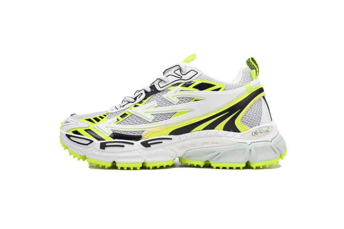 Off-White Be Right Back Women's Men's Shoes | White & Neon Yellow Mesh Retro Sneakers