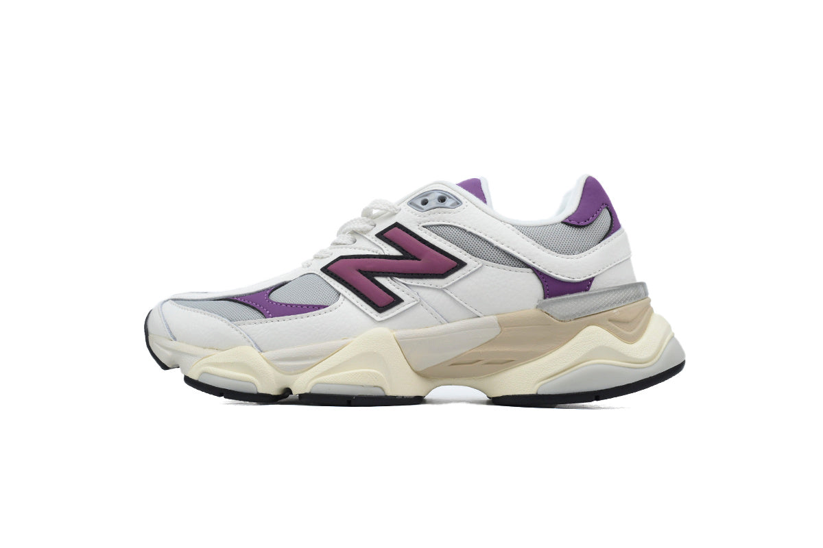 New Balance 9060 Women's & Men's White Purple Cream Chunky Retro Sneakers