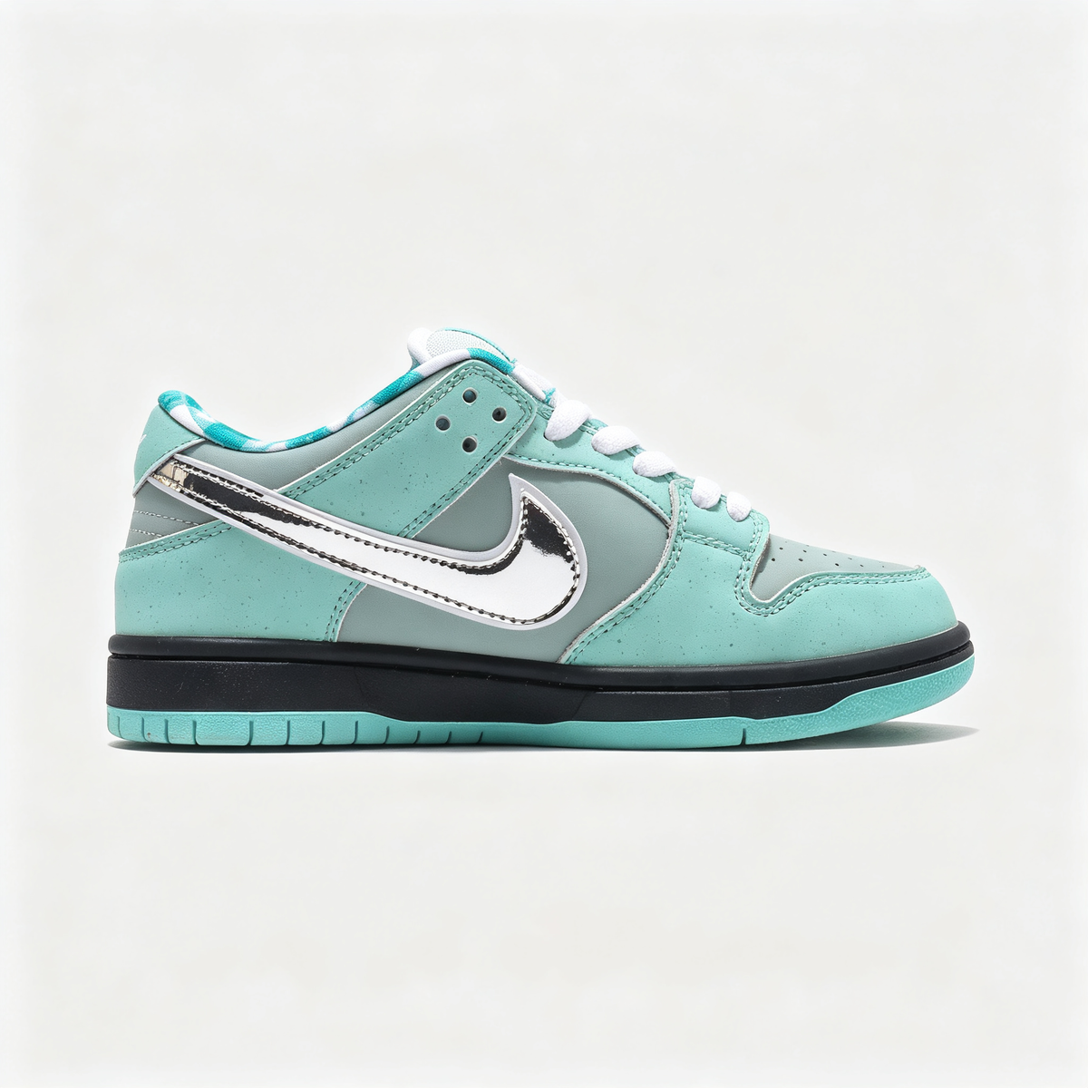 Nike Dunk Low Custom ¡ª Tiffany Mint / Silver / Double Swoosh / Black Midsole
