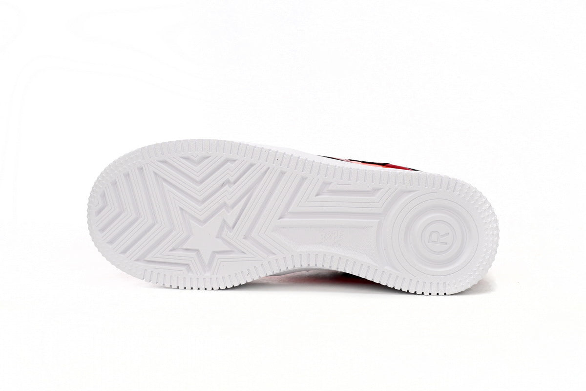 A BATHING APE BAPE STA Glossy Burgundy & Coral Sneakers | Women's & Men's Skate-Inspired Shoes