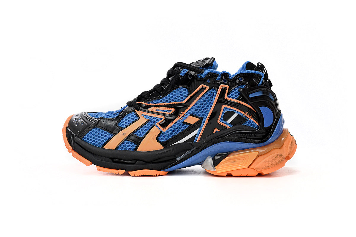 Balenciaga men's shoes Track Runner Sneaker ¨C Distressed Low-Top balenciaga runners Deep Blue-Orange