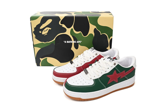 A BATHING APE BAPE STA Red & Forest Green Sneakers | Women's & Men's Skate-Inspired Shoes