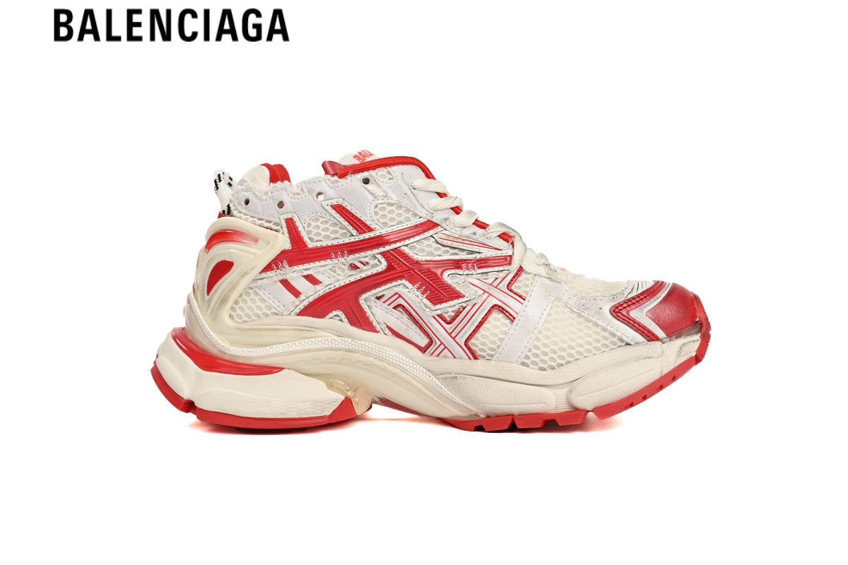 Balenciaga Runner Sneaker ¡ª White Mesh & Red Synthetic Overlays