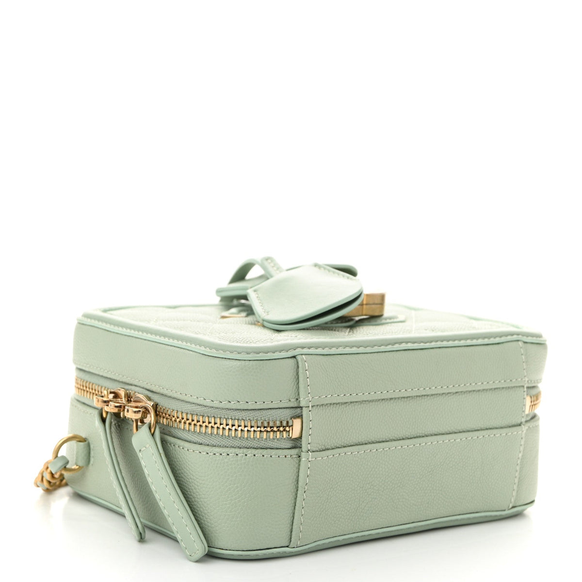 Caviar Quilted Small CC Filigree Vanity Case Mint