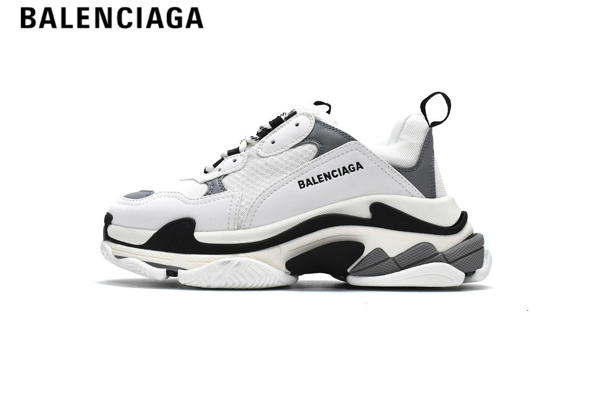 Balenciaga Triple S men's shoes  women sneakers ¡ª White, Grey & Black