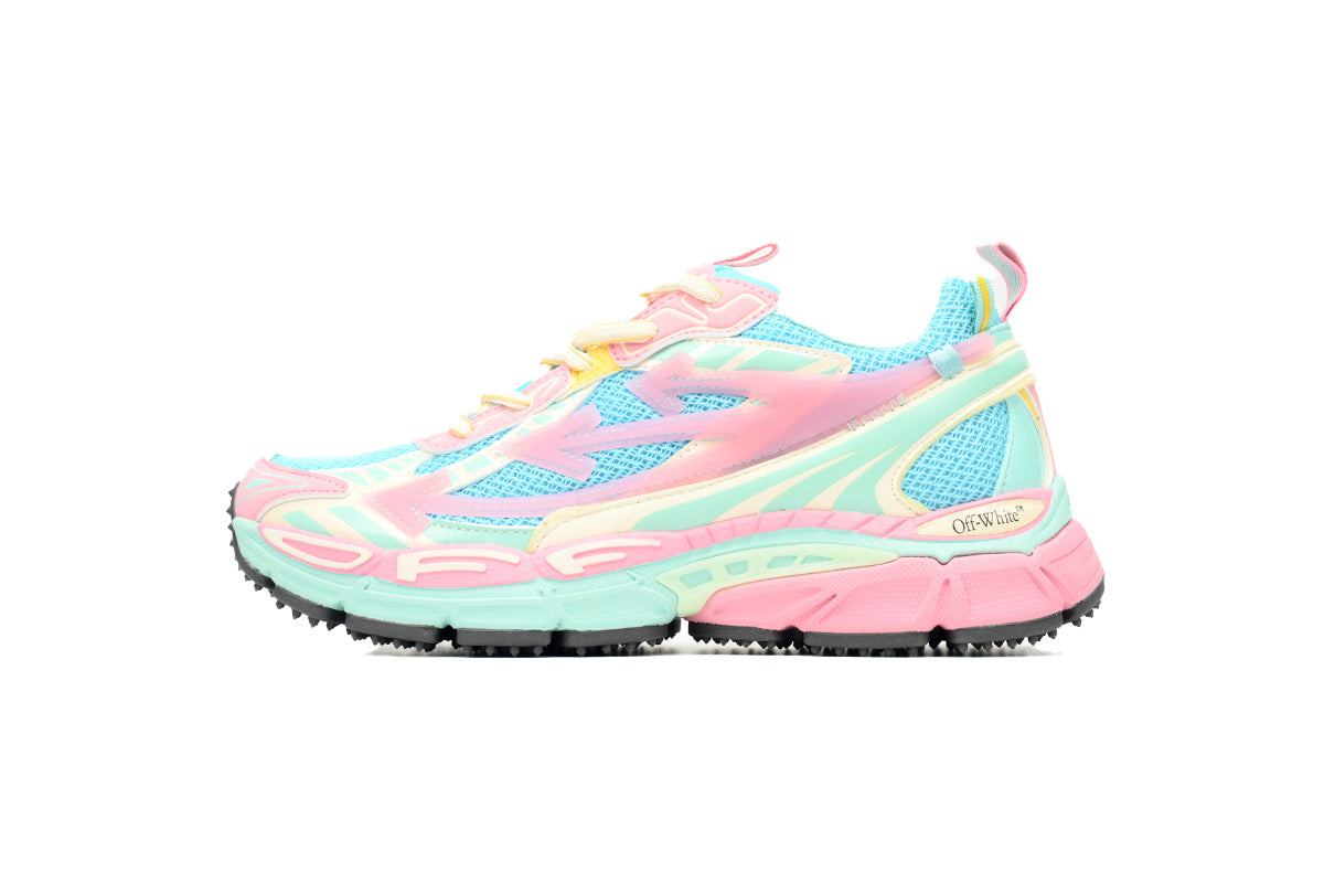 Off-White Be Right Back Women's Men's Shoes | Pink & Aqua Mesh Retro Sneakers