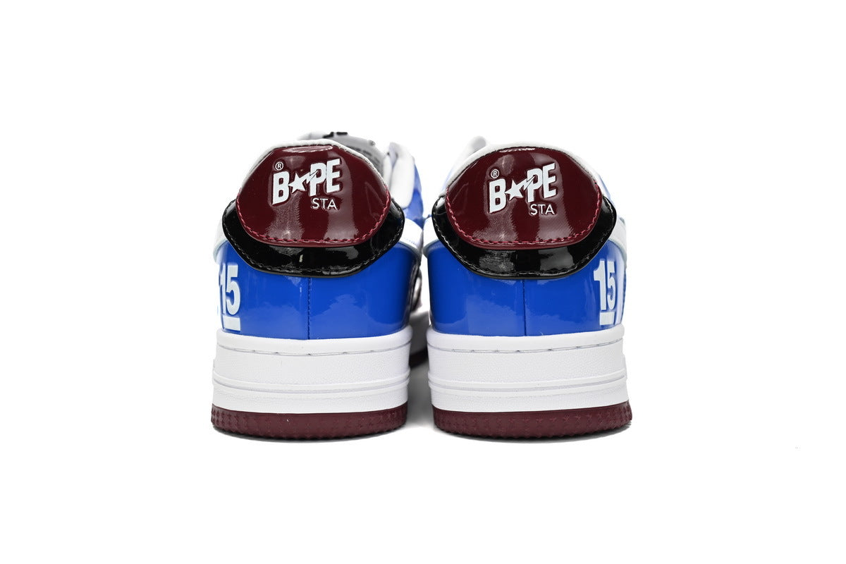 A BATHING APE BAPE STA Glossy Burgundy & Royal Blue Sneakers | Women's & Men's Skate-Inspired Shoes