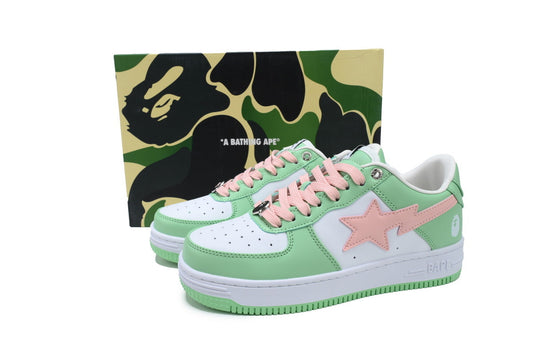 A BATHING APE BAPE STA Mint Green, White & Pink Sneakers | Women's & Men's Skate-Inspired Shoes